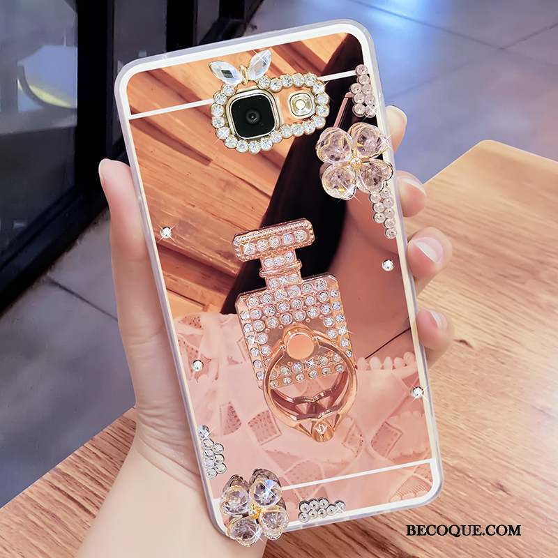 Samsung Galaxy A7 2017 Coque Miroir Support Étui Ornements Suspendus Protection Strass