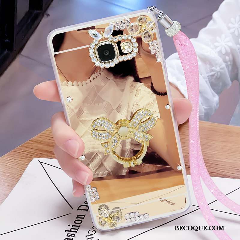 Samsung Galaxy A7 2017 Coque Miroir Support Étui Ornements Suspendus Protection Strass