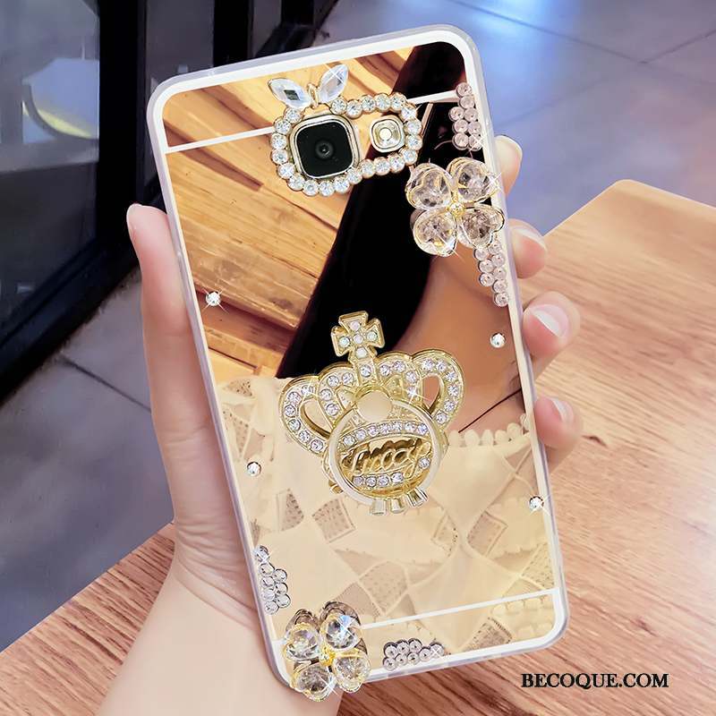 Samsung Galaxy A7 2017 Coque Miroir Support Étui Ornements Suspendus Protection Strass