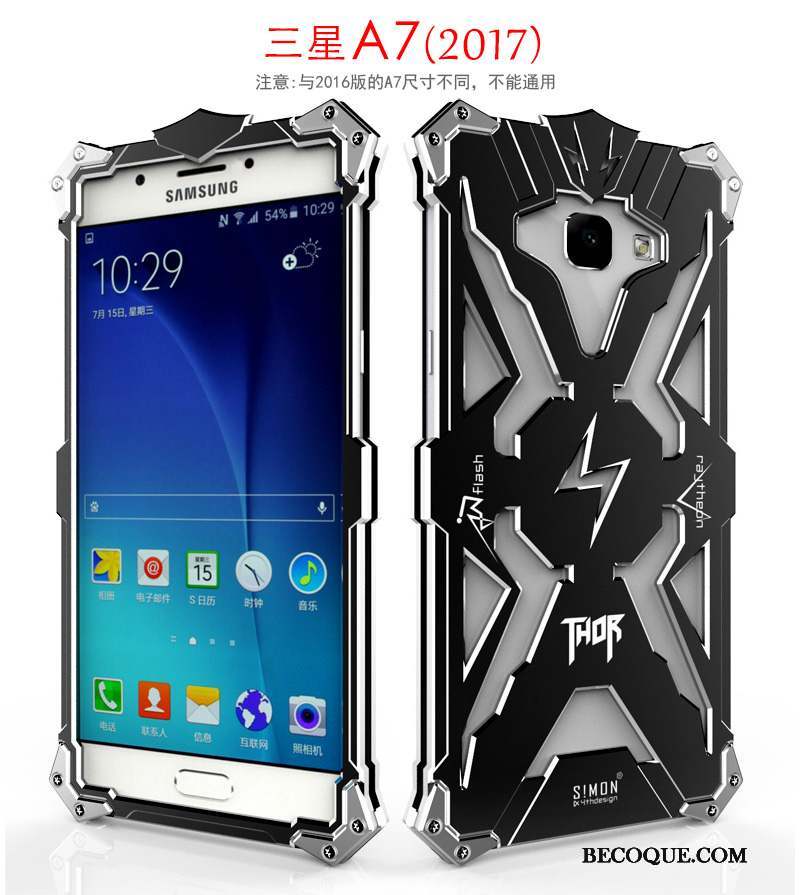 Samsung Galaxy A7 2017 Coque Noir Étui Métal Protection Tendance Border