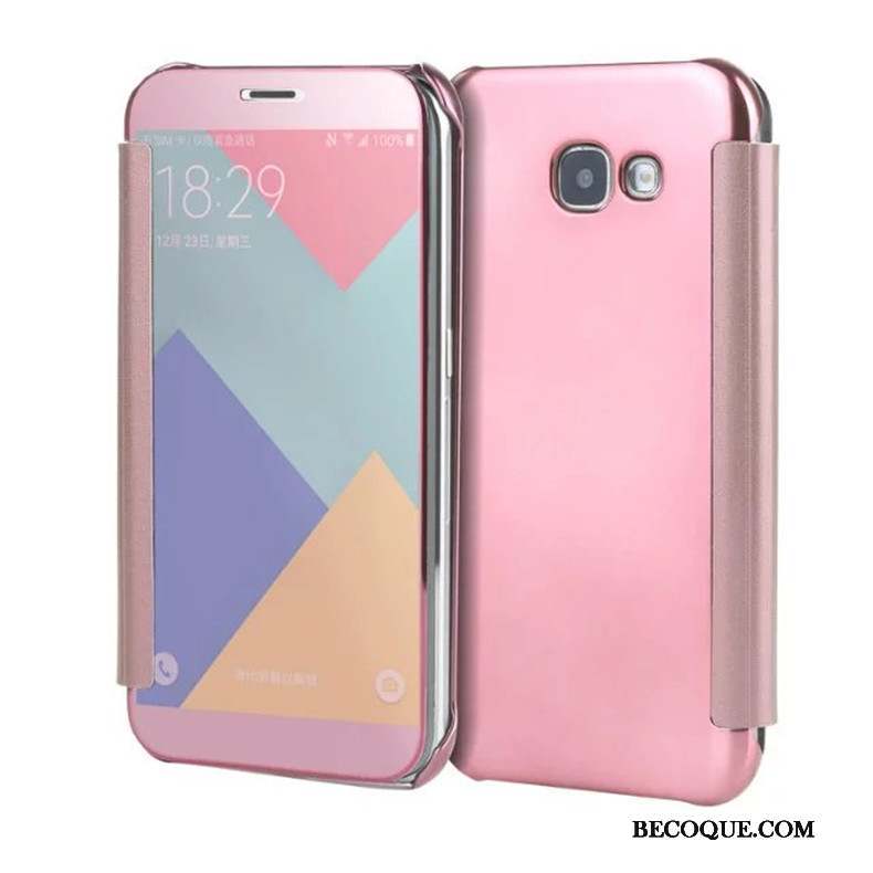 Samsung Galaxy A7 2017 Coque Protection Rose Placage Housse Étui