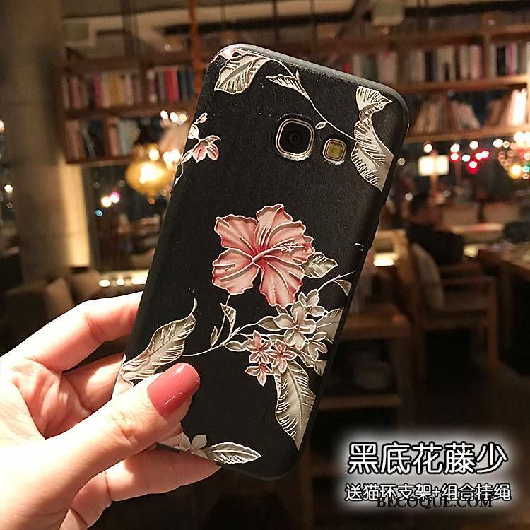 Samsung Galaxy A7 2017 Fluide Doux Délavé En Daim Protection Floral Coque De Téléphone