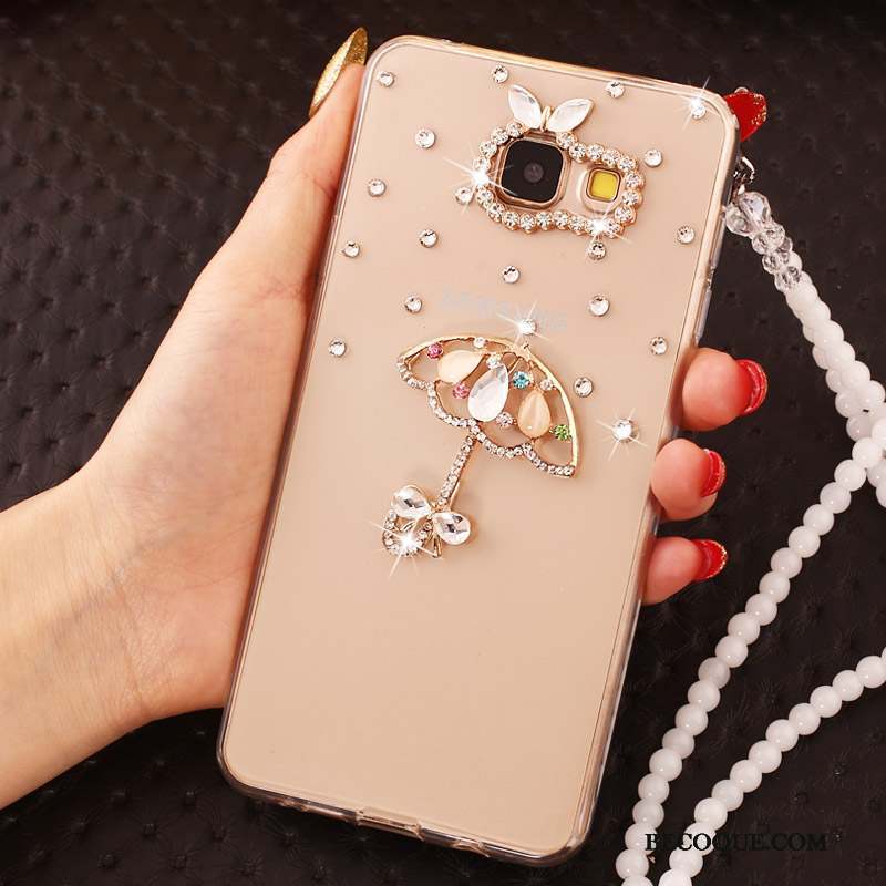 Samsung Galaxy A7 2017 Protection Coque De Téléphone Nouveau Strass Or Ornements Suspendus