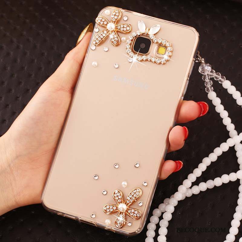 Samsung Galaxy A7 2017 Protection Coque De Téléphone Nouveau Strass Or Ornements Suspendus