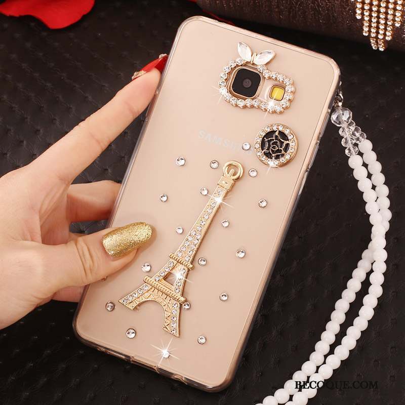 Samsung Galaxy A7 2017 Protection Coque De Téléphone Nouveau Strass Or Ornements Suspendus