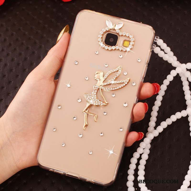 Samsung Galaxy A7 2017 Protection Coque De Téléphone Nouveau Strass Or Ornements Suspendus