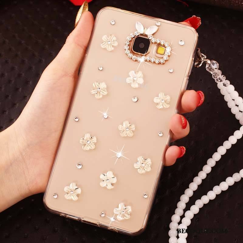 Samsung Galaxy A7 2017 Protection Coque De Téléphone Nouveau Strass Or Ornements Suspendus