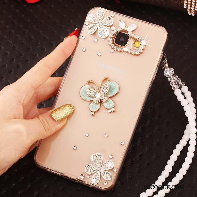 Samsung Galaxy A7 2017 Protection Coque De Téléphone Nouveau Strass Or Ornements Suspendus