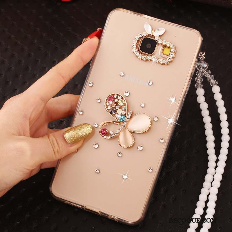 Samsung Galaxy A7 2017 Protection Coque De Téléphone Nouveau Strass Or Ornements Suspendus