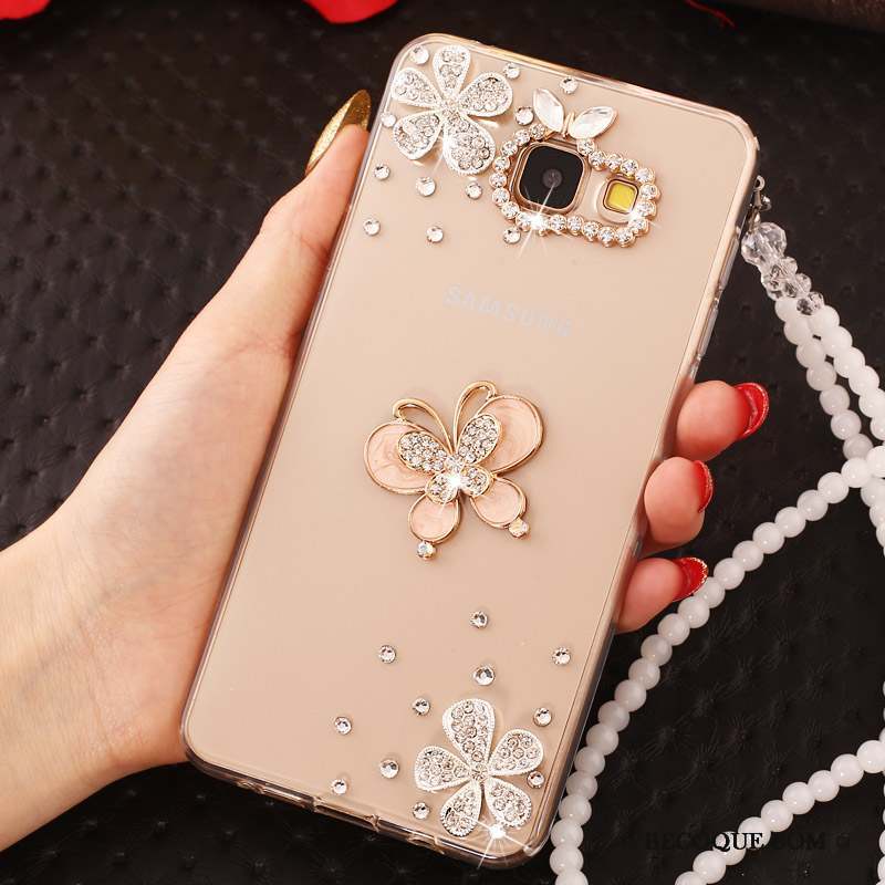 Samsung Galaxy A7 2017 Protection Coque De Téléphone Nouveau Strass Or Ornements Suspendus