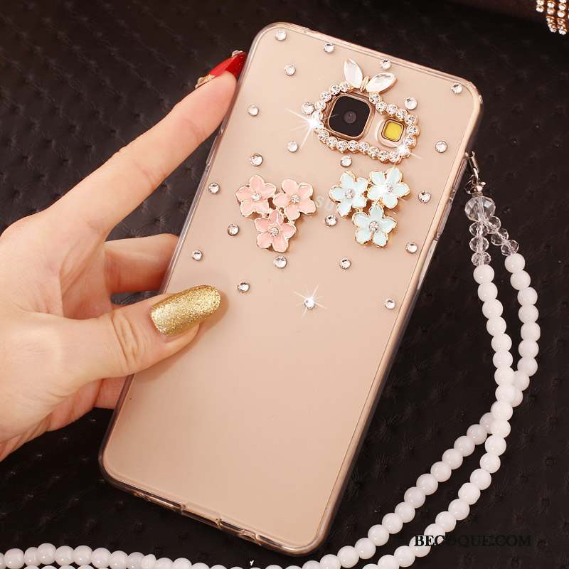 Samsung Galaxy A7 2017 Protection Coque De Téléphone Nouveau Strass Or Ornements Suspendus