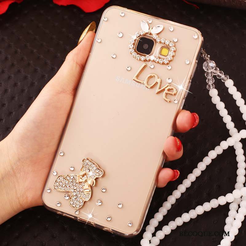 Samsung Galaxy A7 2017 Protection Coque De Téléphone Nouveau Strass Or Ornements Suspendus