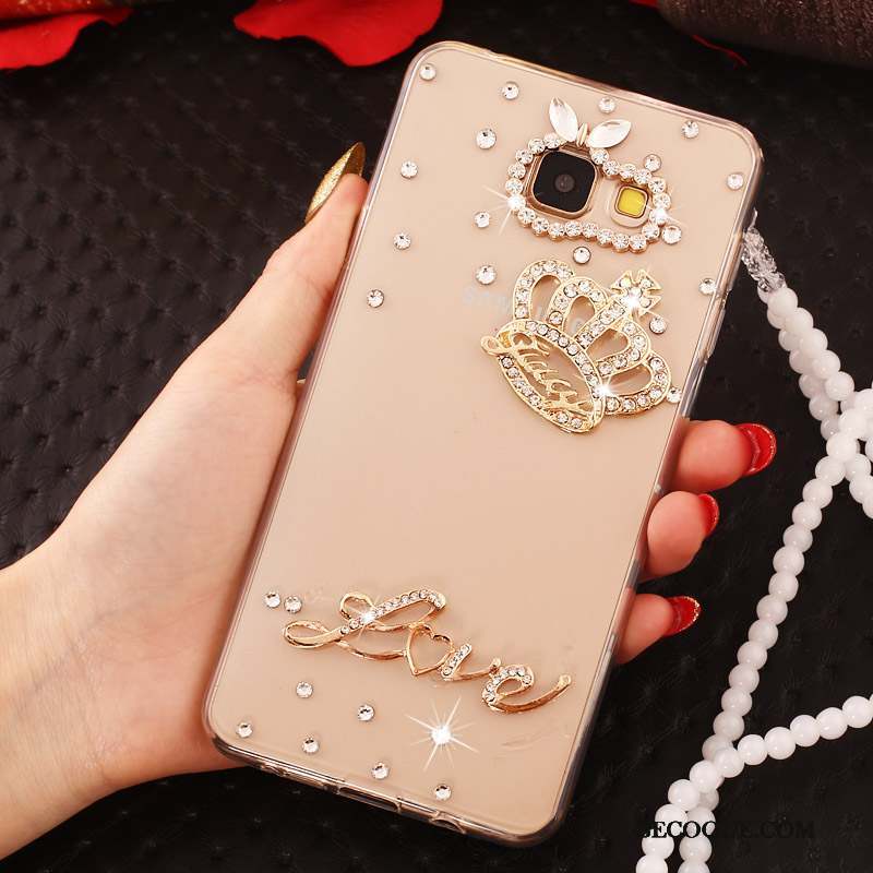 Samsung Galaxy A7 2017 Protection Coque De Téléphone Nouveau Strass Or Ornements Suspendus