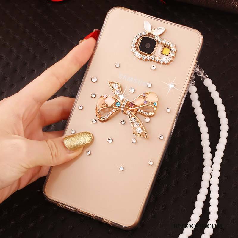 Samsung Galaxy A7 2017 Protection Coque De Téléphone Nouveau Strass Or Ornements Suspendus