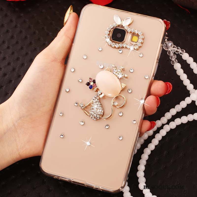 Samsung Galaxy A7 2017 Protection Coque De Téléphone Nouveau Strass Or Ornements Suspendus