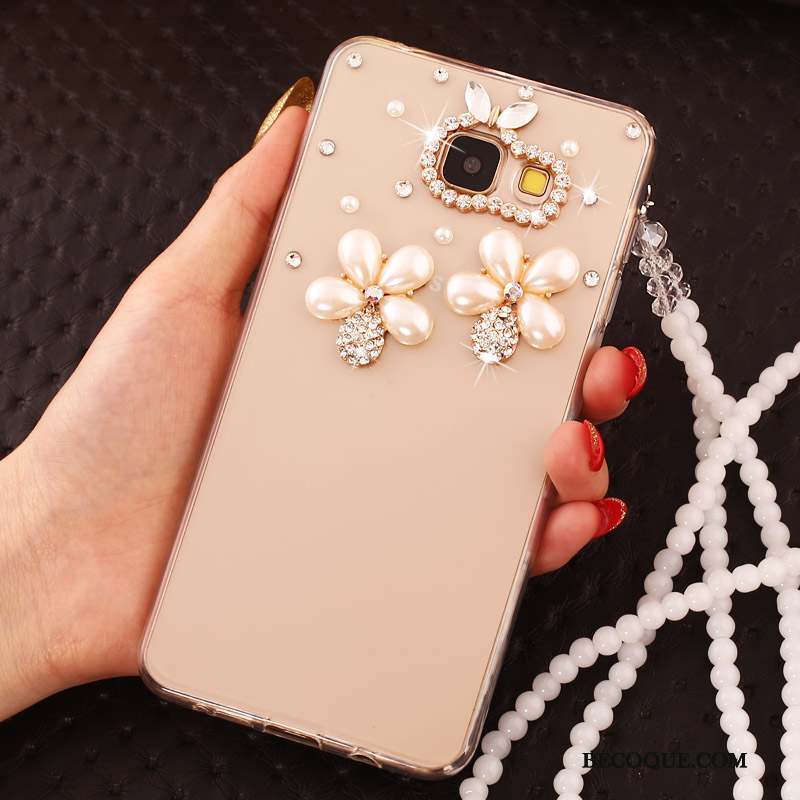 Samsung Galaxy A7 2017 Protection Coque De Téléphone Nouveau Strass Or Ornements Suspendus