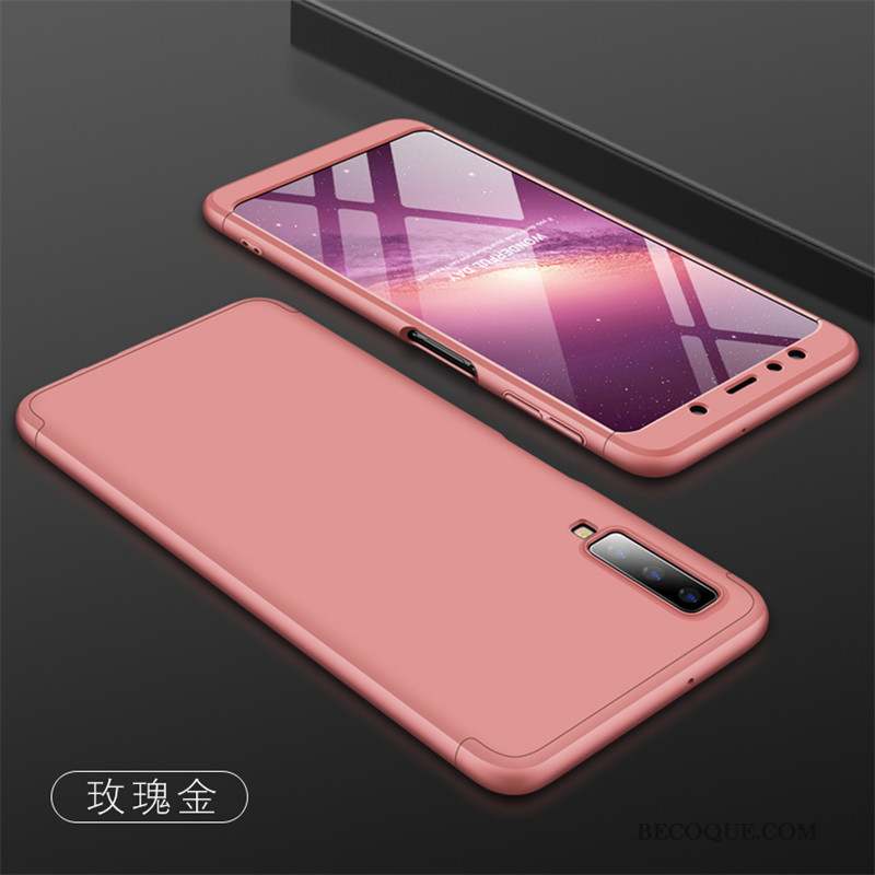 Samsung Galaxy A7 2018 Coque Délavé En Daim Incassable Étui Rouge Protection Difficile