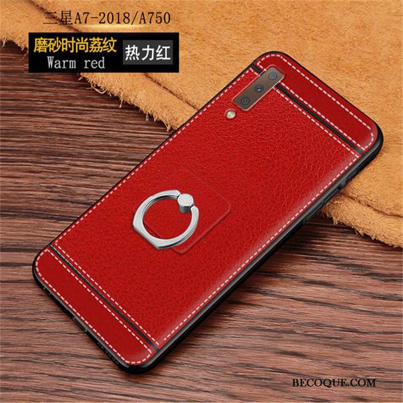 Samsung Galaxy A7 2018 Marron Cuir Véritable Coque De Téléphone Protection Téléphone Portable Délavé En Daim