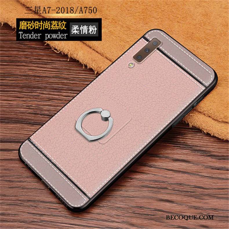 Samsung Galaxy A7 2018 Marron Cuir Véritable Coque De Téléphone Protection Téléphone Portable Délavé En Daim