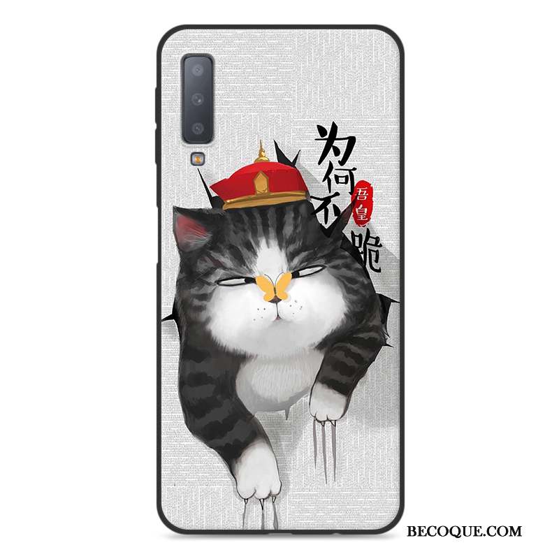 Samsung Galaxy A7 2018 Noir Fluide Doux Coque De Téléphone Étui Incassable Dessin Animé