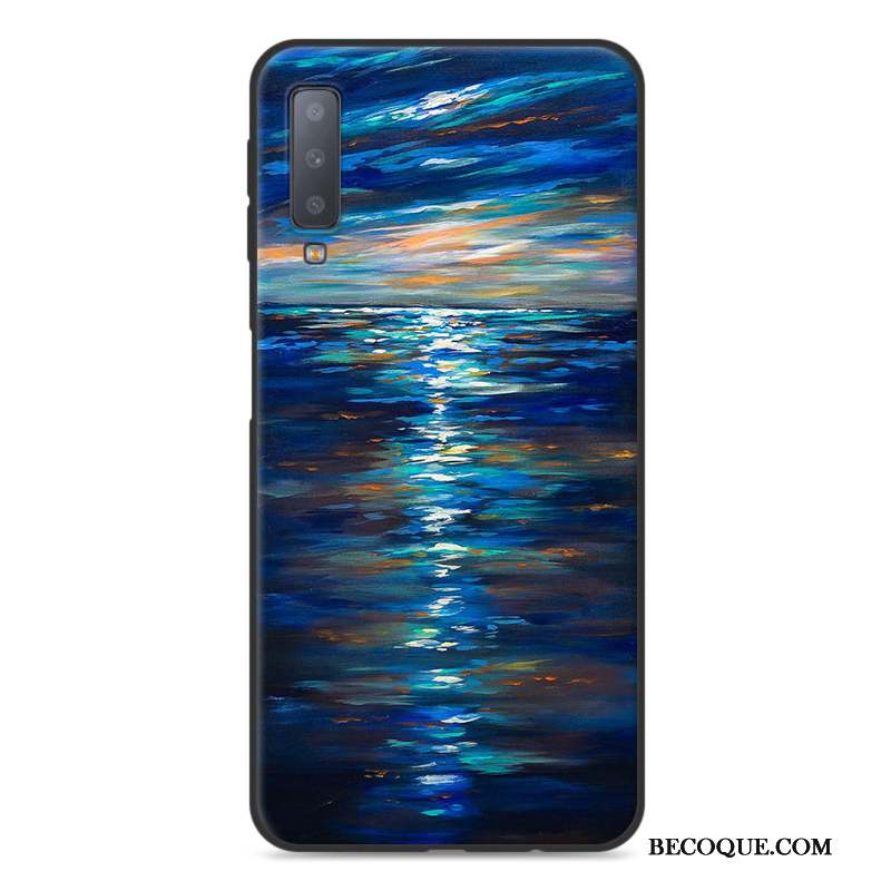 Samsung Galaxy A7 2018 Noir Fluide Doux Coque De Téléphone Étui Incassable Dessin Animé