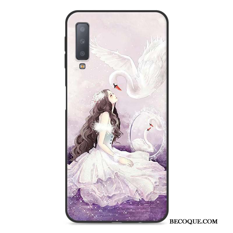 Samsung Galaxy A7 2018 Noir Fluide Doux Coque De Téléphone Étui Incassable Dessin Animé