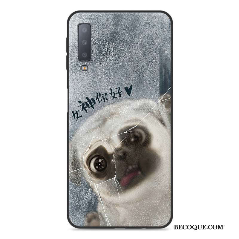 Samsung Galaxy A7 2018 Noir Fluide Doux Coque De Téléphone Étui Incassable Dessin Animé