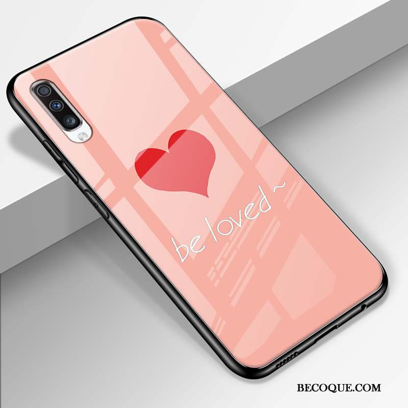 Samsung Galaxy A70 Coque De Téléphone Dessin Animé Amoureux Rose Verre Incassable