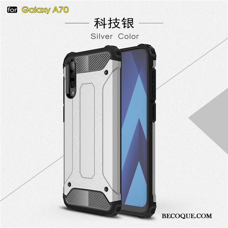 Samsung Galaxy A70 Coque Incassable Étui Silicone Fluide Doux Bleu Difficile