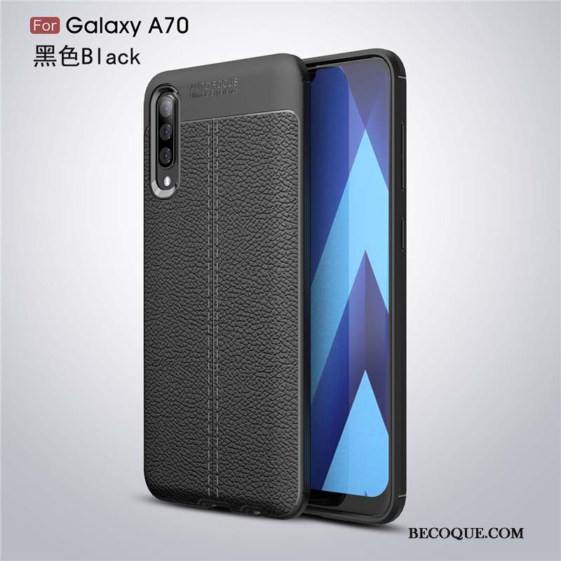 Samsung Galaxy A70 Coque Mode Noir Créatif Cuir Protection Incassable