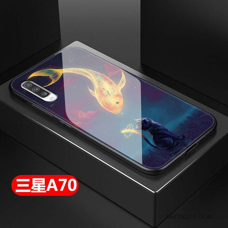 Samsung Galaxy A70 Coque Verre Étui Fluide Doux Mode Style Chinois Marque De Tendance