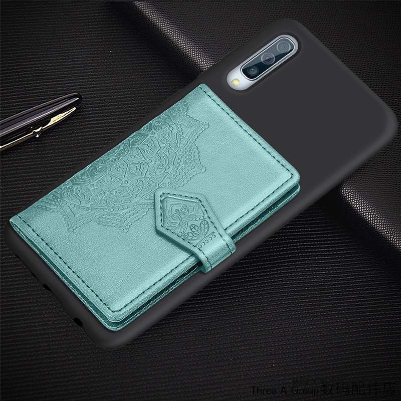 Samsung Galaxy A70s Fluide Doux Support Coque De Téléphone Portefeuille Protection Vert