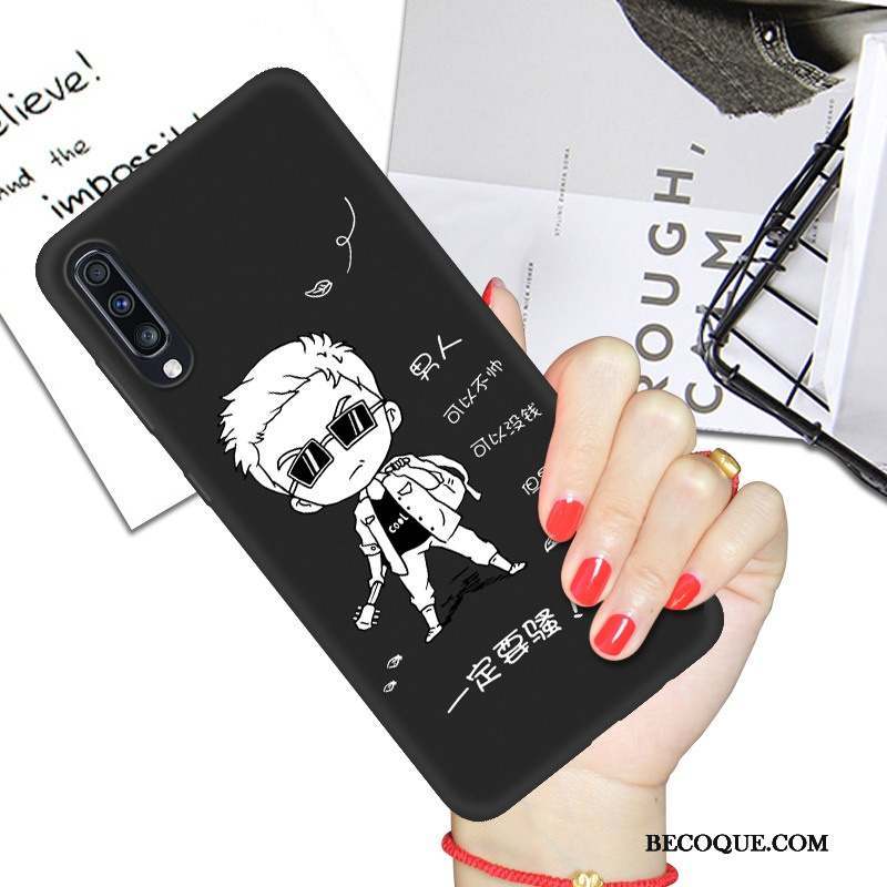 Samsung Galaxy A70s Ornements Suspendus Fluide Doux Coque De Téléphone Dessin Animé Noir Silicone