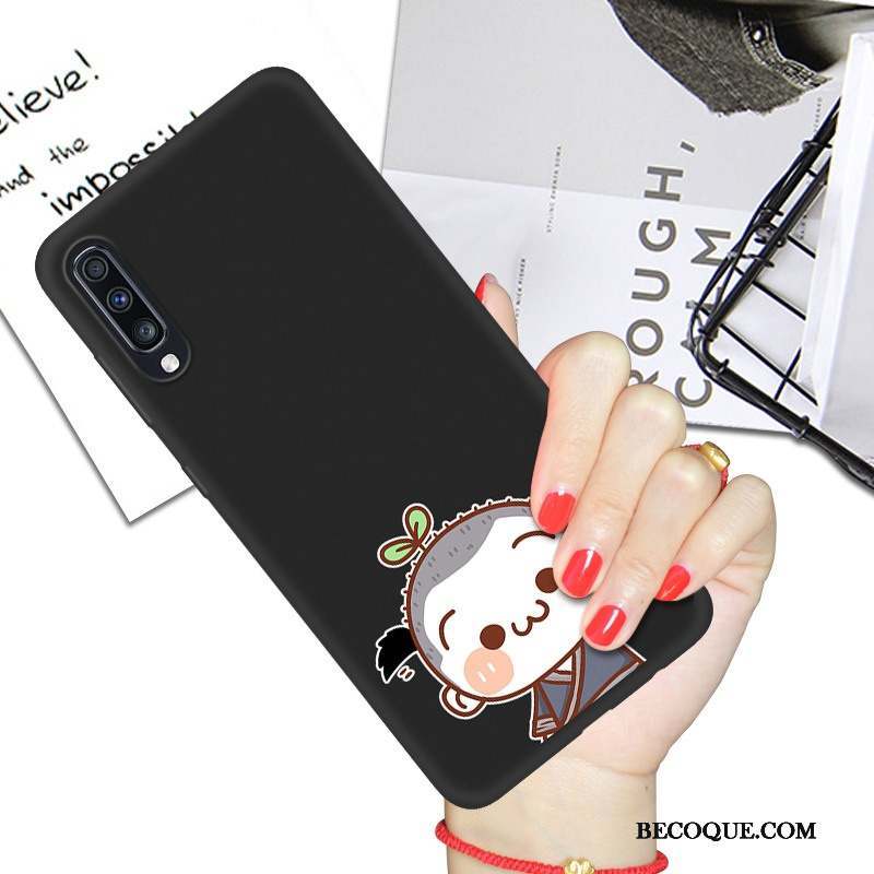 Samsung Galaxy A70s Ornements Suspendus Fluide Doux Coque De Téléphone Dessin Animé Noir Silicone