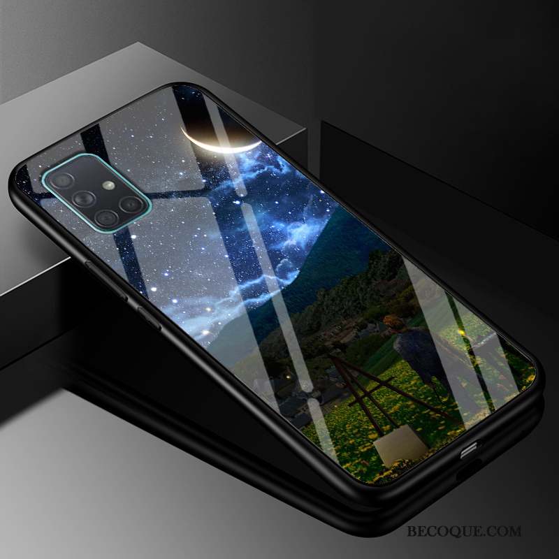 Samsung Galaxy A71 Coque Créatif Mode Silicone Marque De Tendance Noir Étui