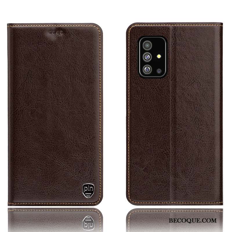 Samsung Galaxy A71 Coque De Téléphone Étui En Cuir Incassable Protection Modèle Fleurie Noir