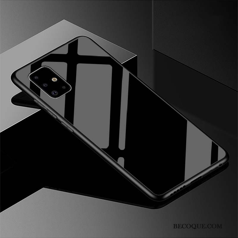 Samsung Galaxy A71 Coque Miroir Simple Verre Délavé En Daim Protection Tout Compris