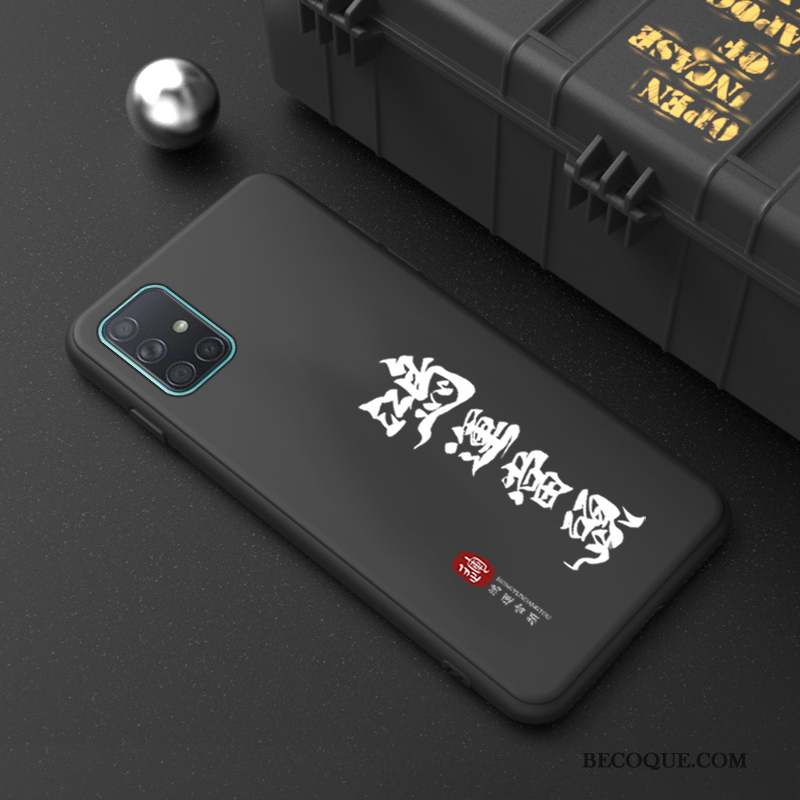 Samsung Galaxy A71 Coque Mode Personnalité Silicone Simple Créatif Noir