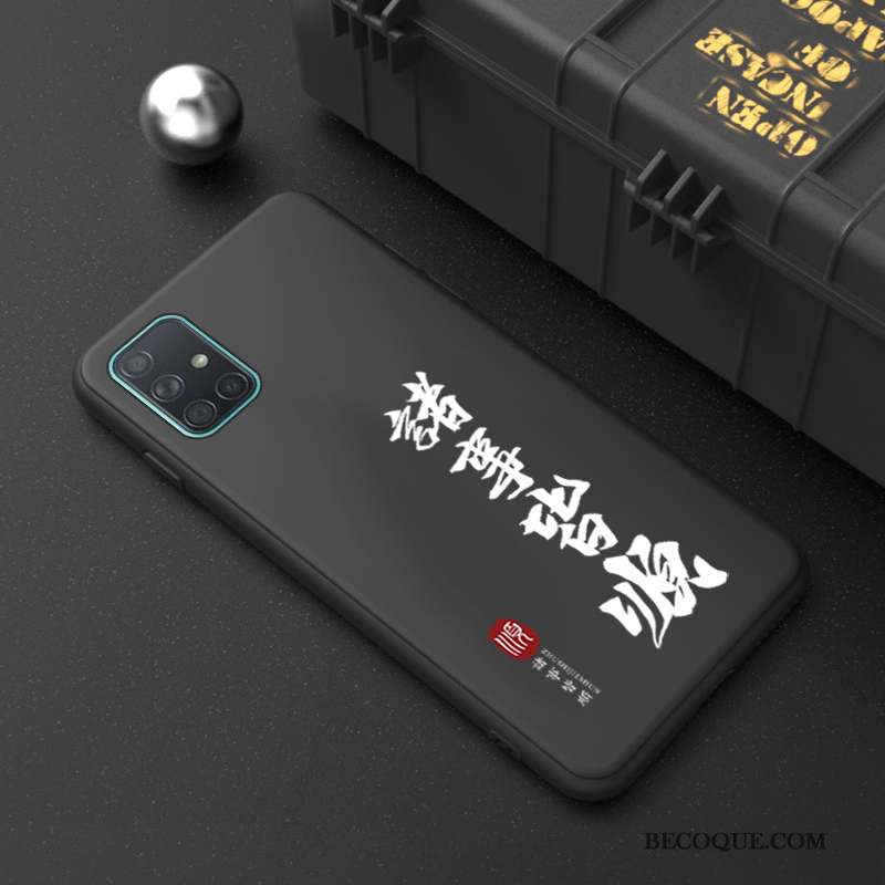 Samsung Galaxy A71 Coque Mode Personnalité Silicone Simple Créatif Noir
