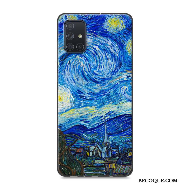 Samsung Galaxy A71 Coque Protection Paysage Étui Peinture Fluide Doux Multicolore