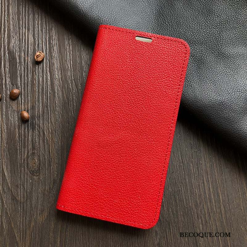 Samsung Galaxy A71 Coque Support Étui Modèle Fleurie Protection Rouge Cuir Véritable