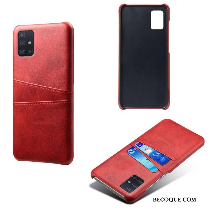 Samsung Galaxy A71 Cuir Qualité Carte Étui Coque De Téléphone Rouge