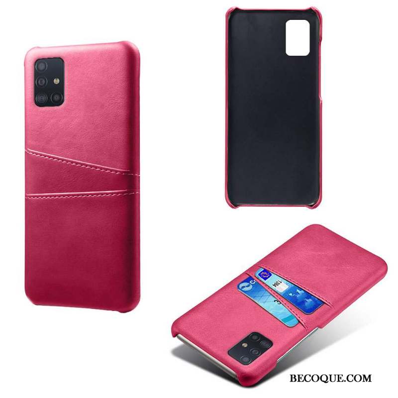 Samsung Galaxy A71 Cuir Qualité Carte Étui Coque De Téléphone Rouge