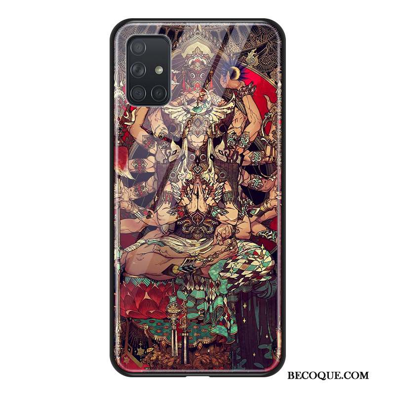 Samsung Galaxy A71 Verre Grand Étui Bouddha Coque Protection