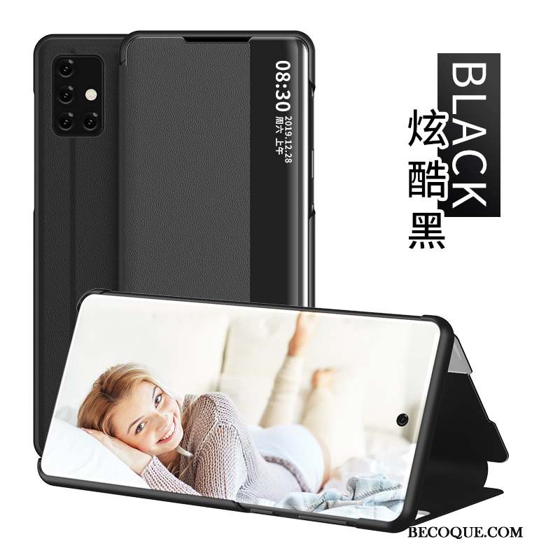 Samsung Galaxy A71 Étui En Cuir Coque De Téléphone Tempérer Business Windows Plier