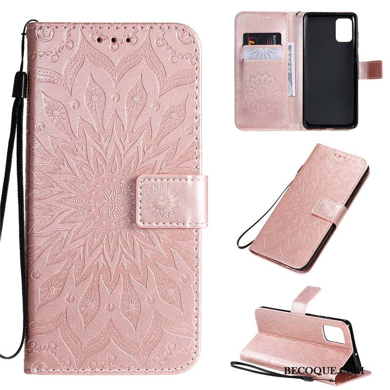 Samsung Galaxy A71 Étui En Cuir Incassable Rose Coque De Téléphone Housse Protection