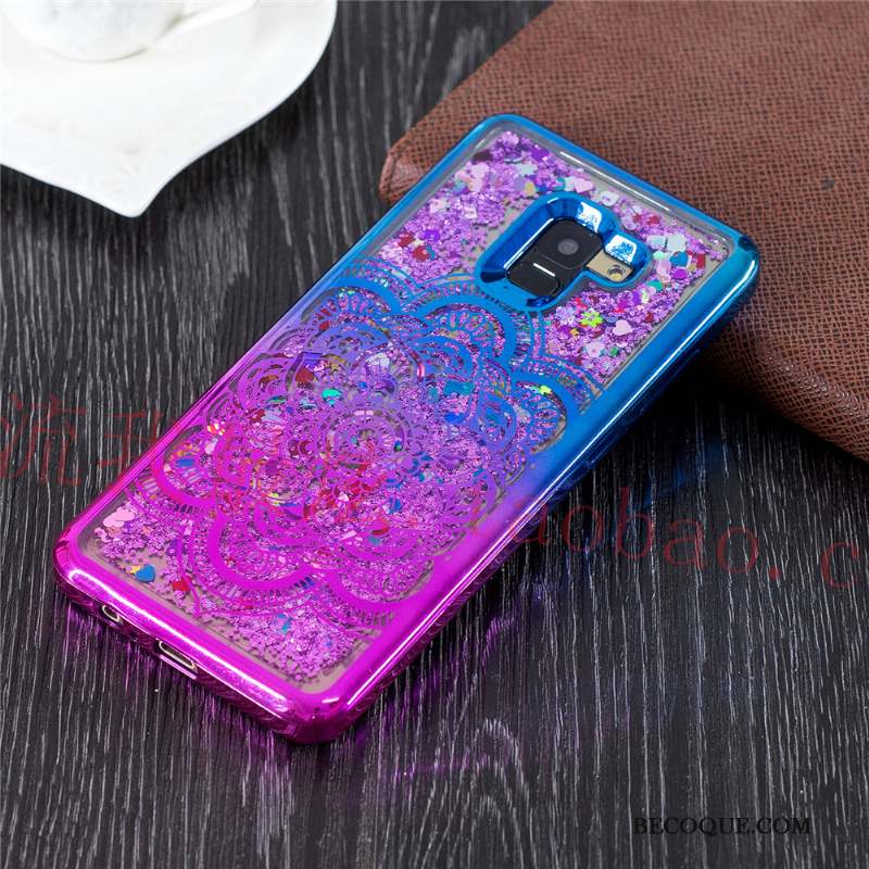 Samsung Galaxy A8 2018 Coque Silicone Quicksand Rose Étui Luxe Placage