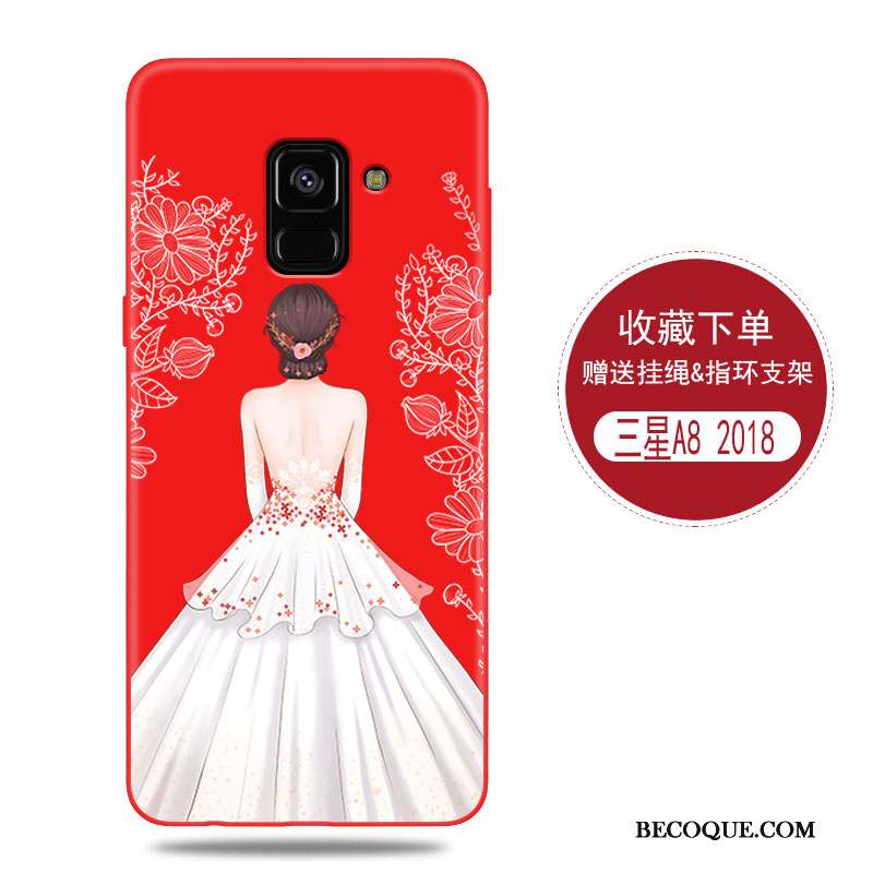 Samsung Galaxy A8 2018 Coque Tout Compris Étui Rouge Incassable Personnalité Protection