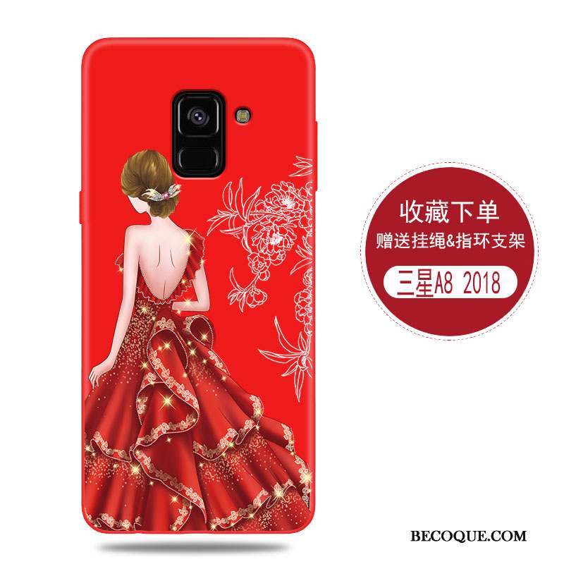 Samsung Galaxy A8 2018 Coque Tout Compris Étui Rouge Incassable Personnalité Protection