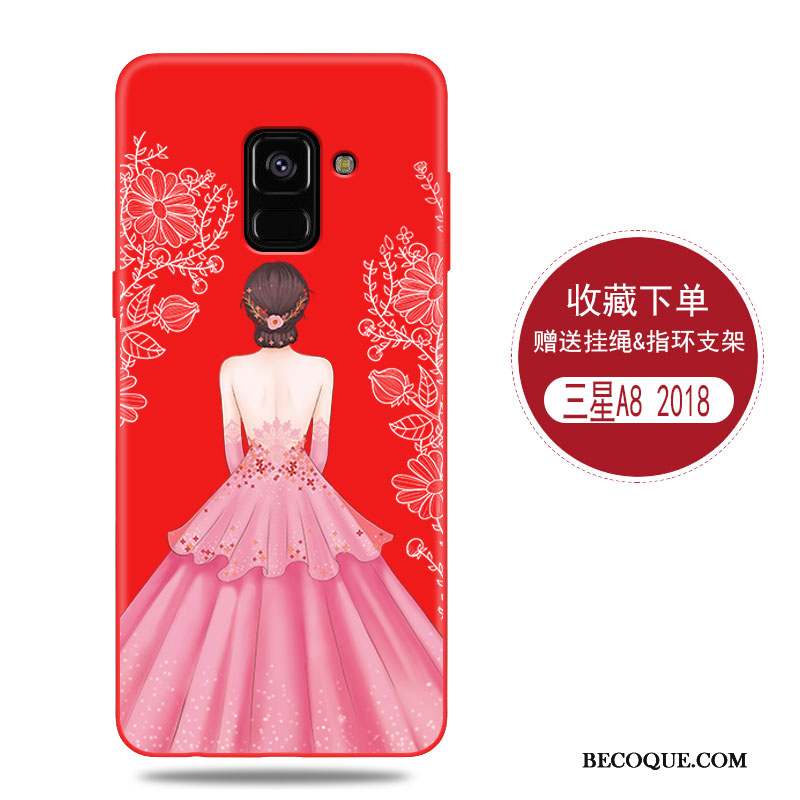 Samsung Galaxy A8 2018 Coque Tout Compris Étui Rouge Incassable Personnalité Protection